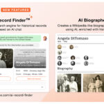 AI Record Finder™ is the world’s first search engine for historical records based on AI chat; AI Biographer™ creates a Wikipedia-like biography on any ancestor, enriched with historical context